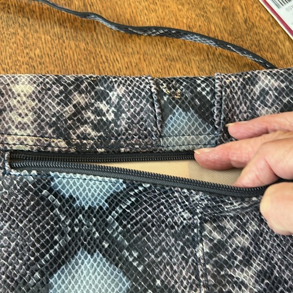 Lodis Black and Gray Snake Print Clutch with adjustable strap and dust bag new - Picture 7 of 13